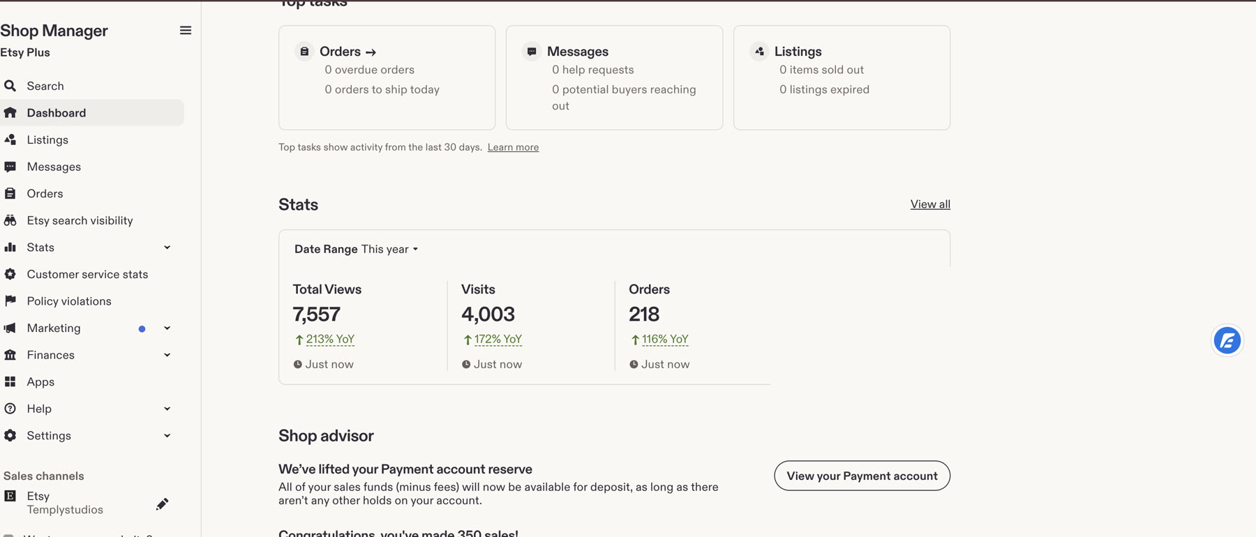 Templystudios marketplace operations