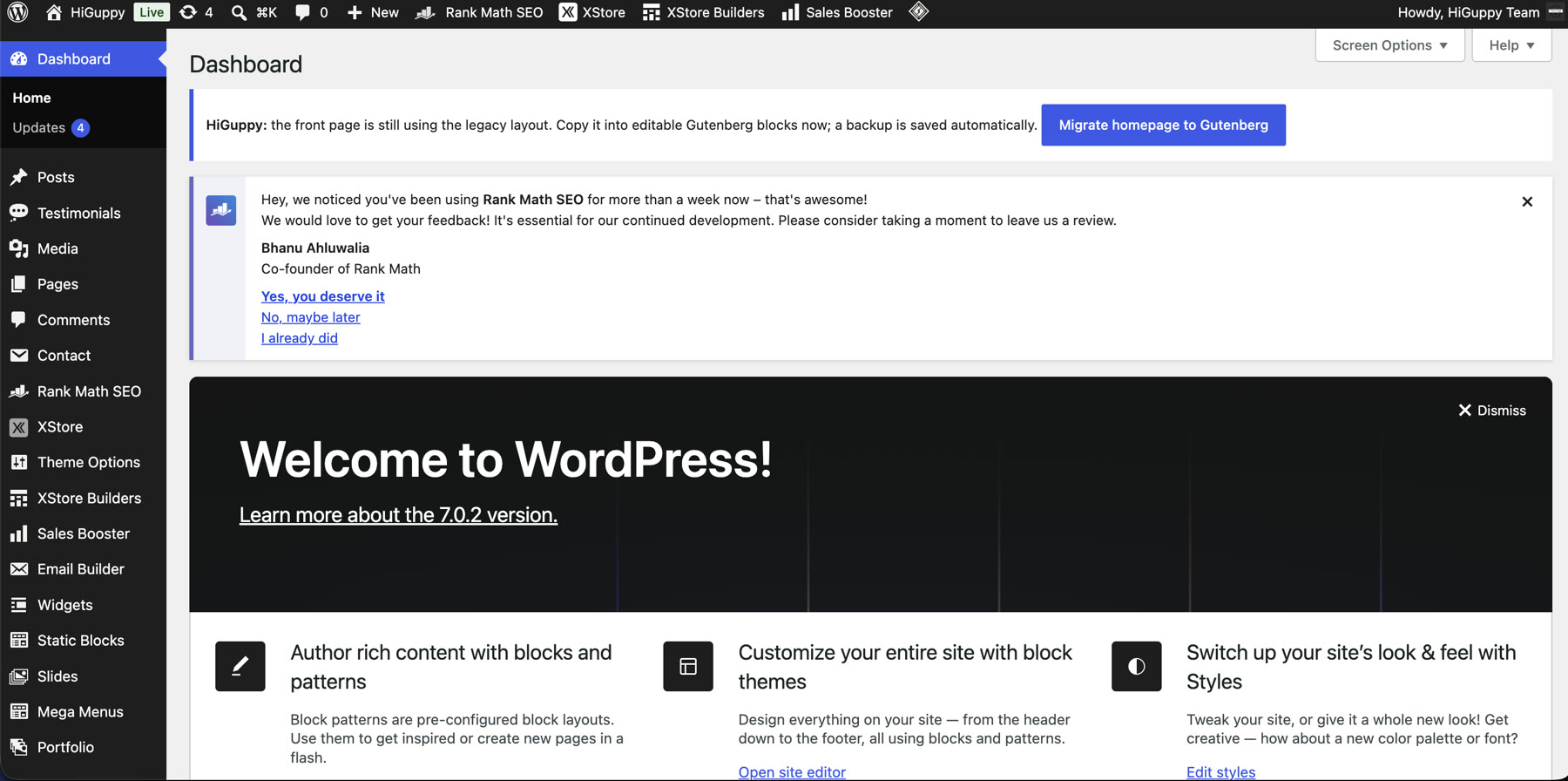 Higuppy WordPress operations