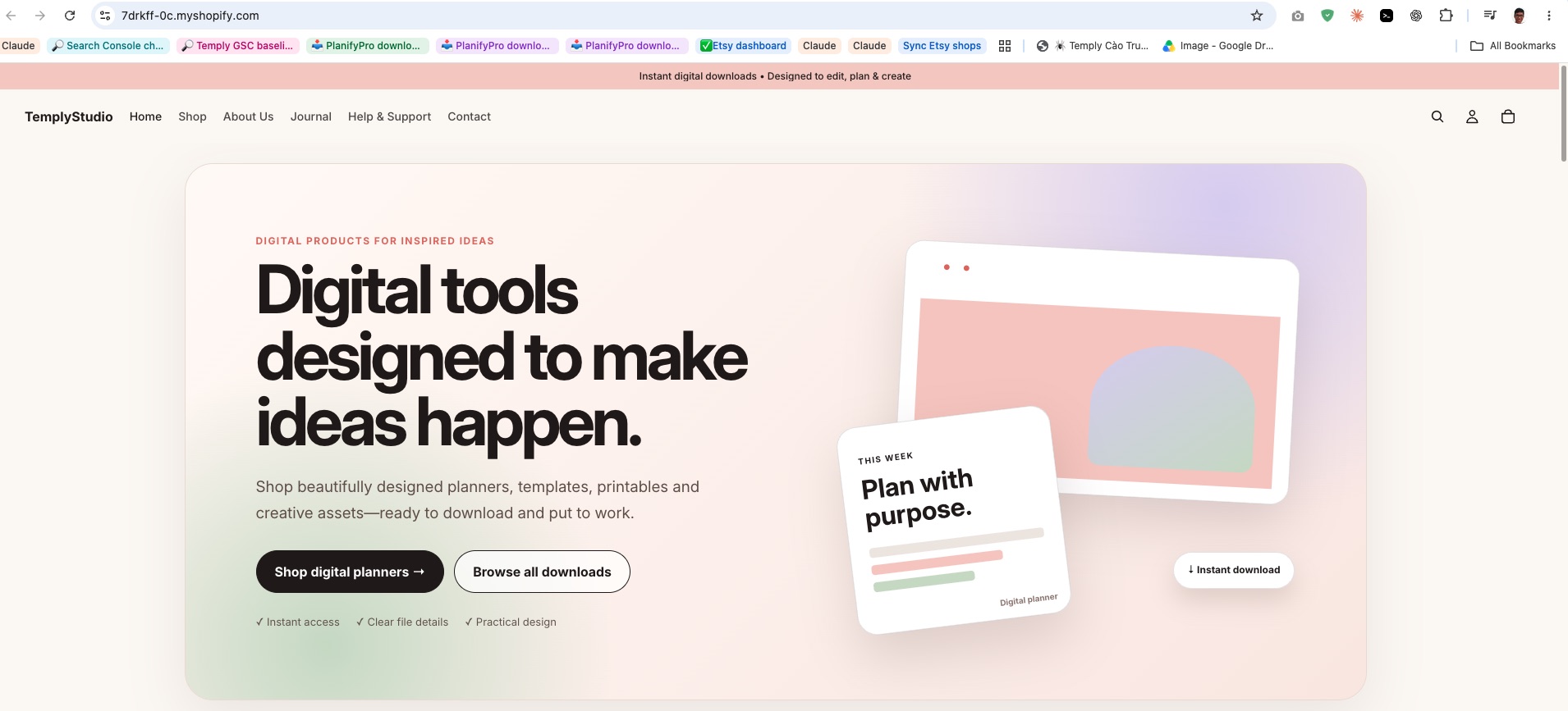 Shopify storefront hero and navigation